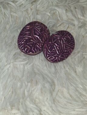 Purple Textured Round Earrings